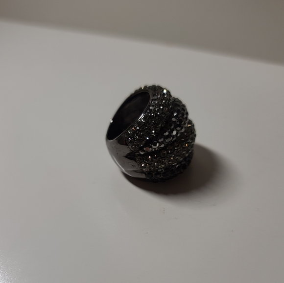 Appolon Black And Silver Rhinestone Cocktail Ring - Picture 4 of 4